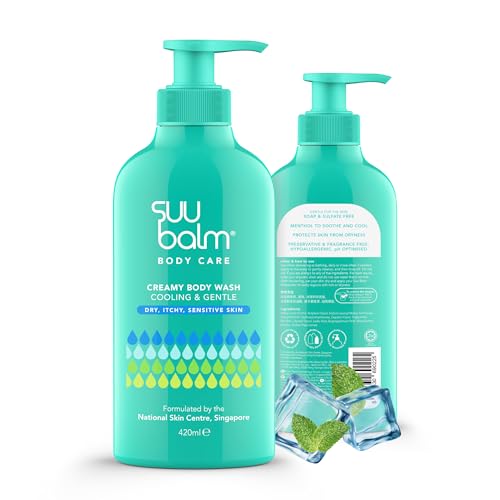 Anti Itch Body Wash, Eczema Bodywash for adults, Psoriasis Body Wash, Moisturising Cleanser for Dry Itchy Skin Relief, Derm-Formulated with Menthol & Shea Butter, Sulfate & Fragrance Free, 420ml