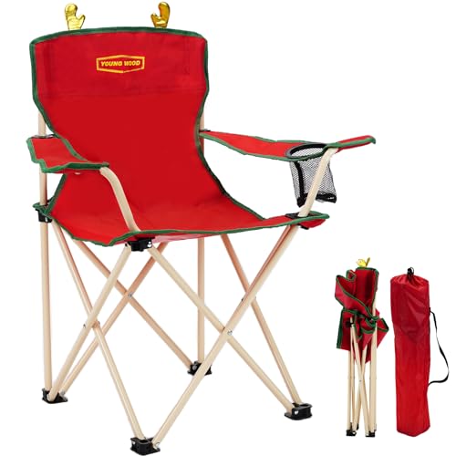YOUNG WOOD Portable Camping Chair Beach Chair Outdoor Foldable Chair, Included Mesh Cup Holder & Safety Lock to Avoid Pinch Hand, Suitable for...
