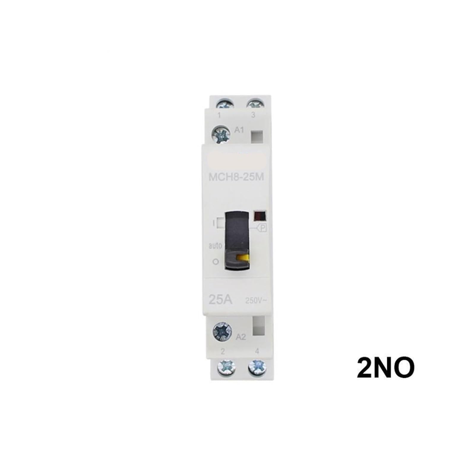 Contactor Modular de CC for Uso doméstico, 2P, 25A, 12 V CC, 50/60 Hz, con Interruptor de Control Manual, for Carril DIN, MCH8D-25M(1no 1nc)