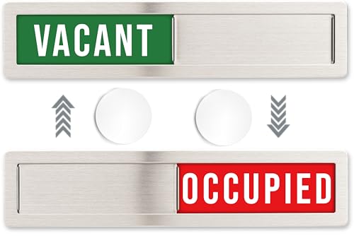 Stainless Steel Vacant/Occupied Privacy Sign for In Out Office Room Use, Vacant and Occupied Bathroom or Business Indicator Signs - Green & Red Professional Design