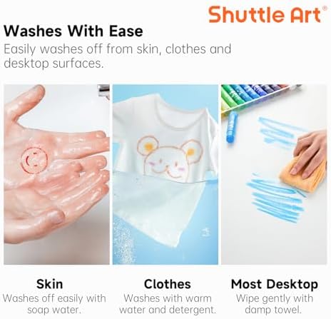 Shuttle Art Tempera Paint Sticks, 20 Pastel Colors, Solid Tempera Paint for Kids, Super Quick Drying, Works Great on Paper Wood Glass Ceramic Canvas — view 6