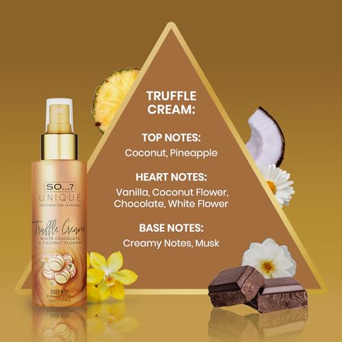 So� Unique Mini Mist Womens Gift Set with Vanilla Candy, Sweet Pea, Truffle Cream, & Cashmere, Body Mist Fragrance Spray Set (4 x 50ml.) - Image 5