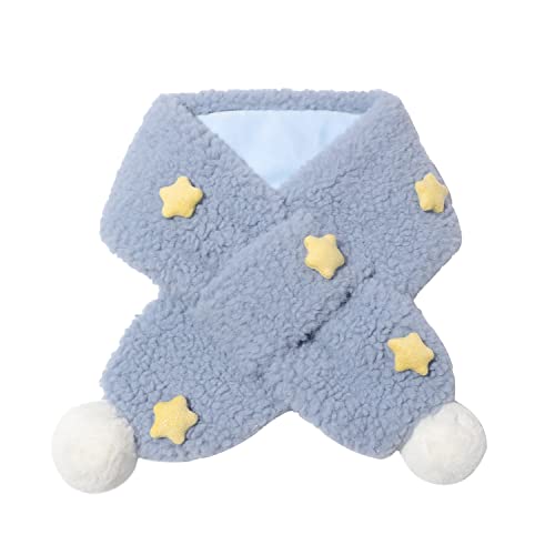 TODEROY Kinder Winter Warm Strickschal Outdoor Wärme Dicker Dreieck Schal Plüsch Niedlich Halswärmer für Mädchen Jungen Kleinkinder, blau, One size Cover