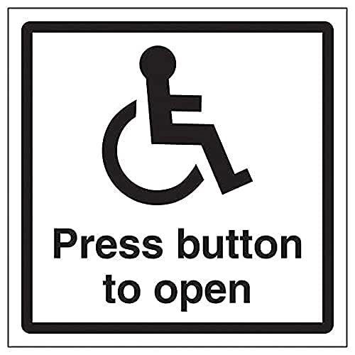 Vsafety Disabled Press Button To Open - 150mm x 150mm - Self Adhesive Vinyl