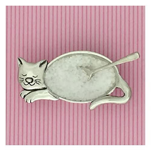 Basic Spirit Cat Salt Bowl with Spoon Pewter Cellar Container
