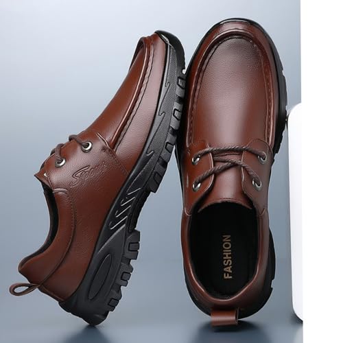 Mens Casual Leather Slip On Loafers Comfort Outdoor Platform Business Office Dress Sneakers Lightweight Driving Non-Slip Work Walking Shoes3