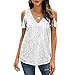 Sequin Tops Women Sparkly Shirt, Party Top Sparkle Shirts Glitter Cold Shoulder V Neck Blouses Evening Club Outfits(1A-White, S)