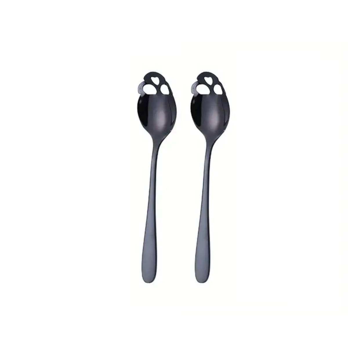 Ro Rox Skull Tea Spoon Gothic Homeware Kitchenware Halloween Party Cutlery, Black, 2pc