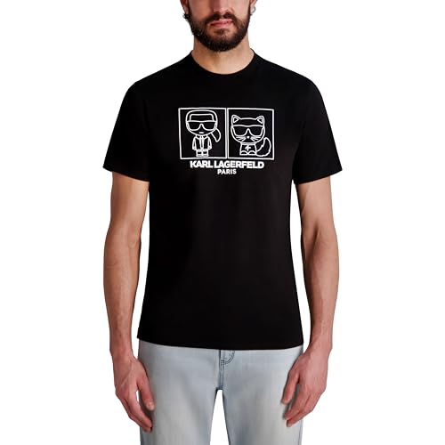 KARL LAGERFELD Men's Short Sleeve Crewneck Karl Choupette Graphic T-Shirt