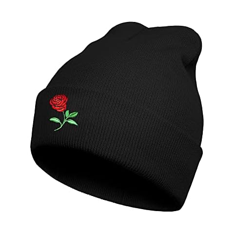 Murextc Embroidered Skull Beanie for Men Women Knit Winter Hats Keep Warm Soft Stretchy Cuffed Cap for Cold Weather Cover