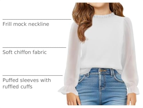 Image of Haloumoning Girls Long Sleeve Shirts Chiffon Blouses 5-14 Years