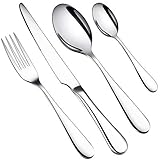 【Gesundes Material】WUJO Besteckset ist aus hochwertigem rostfreiem Edelstahl hergestellt, haltbar und gesund für täglichen Gebrauch, spülmaschinenfest. (Anmerkung: Von Hand zu waschen ist empfohlen. Mit der richtigen Pflege kann das Messer und Gabel Set länger halten.)