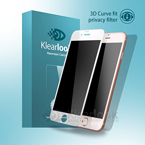 Klearlook Privacy Screen Protector Compatible with iPhone 6 Plus / 6s Plus Front Anti Spy Filter 3D Full Coverage Tempered Glass Protector and Back Matte PET Protector (White Frame)