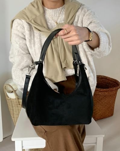 Bolso tote de ante marrón para mujer miniatura 2