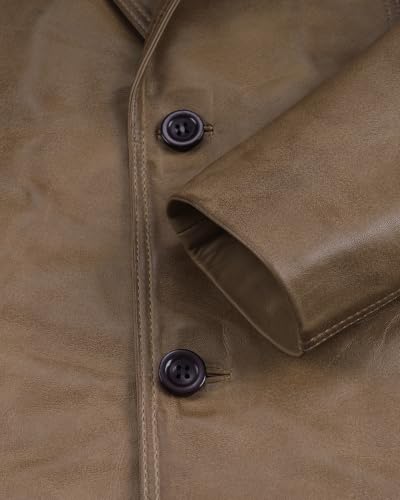 Image of fjackets Mens Leather Blazer Jacket - Real Lambskin Leather Sport Coat, 2-Button Blazer
