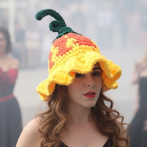Chapeau tricoté citrouille chaud et isolant, accessoire déguisement Halloween