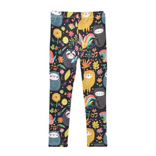 Cartoon Sloth Flower Rainbow Girls Casual Leggings for Kids Printed Long Pant Bottoms Stretch and Soft2
