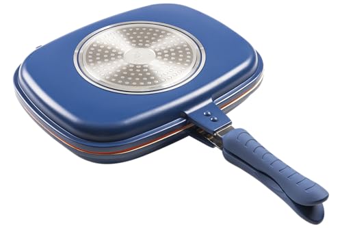 Mundial 12-Inch Take-A-Part Double Skillet Nonstick Ceramic Coated Frying Pan for All Stovetops (Gas Electric Induction Ceramic) Dishwasher Safe with Extra Silicone Seal