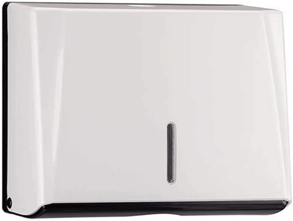 Paper Towel Dispenser Paper Towel Dispenser Wall Mounted Paper Towel Holder, No Punch, Toilet Tissue Holder Plastic Commercial Paper Holder High Capacity (White)