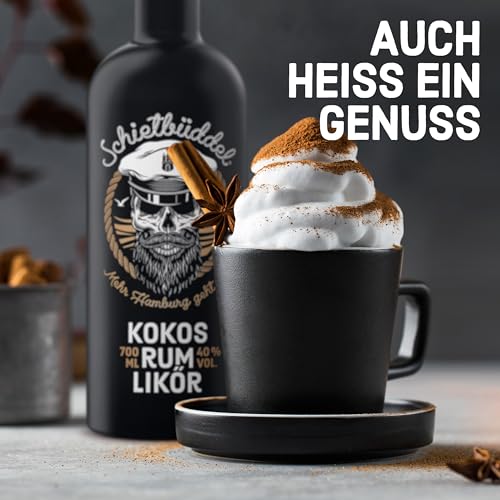 Schietbüddel Rum | Kokos Likör 40% Vol. | Rum mit Kokosgeschmack und feinen Schokoladenaroma und Vanilleextrakt (0.7 l)