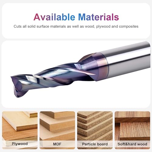 Image of SpeTool Upcut Spiral Router Bits 3 /8 inch Cutting Diameter with TAC Solid Carbide CNC End Mill for Wood Small Cut, Carving