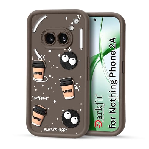 Image of Back Case Cover Compatible with Nothing Phone 2A 5G & Nothing Phone 2A Plus 5G | Cute Fun Cartoon Ball | 3D Coffee Silicone Case | Body & Camera Protection | Shock Proof | Color Brown