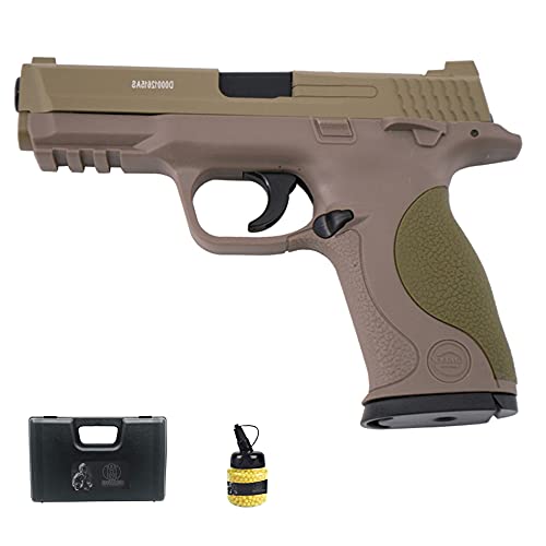 Pistola Galaxy G51 Desert (Muelle) | Pistola de Airsoft (Bolas de plástico 6mm) Tipo Smith & Wesson MP40 + maletín de PVC + biberón de munición