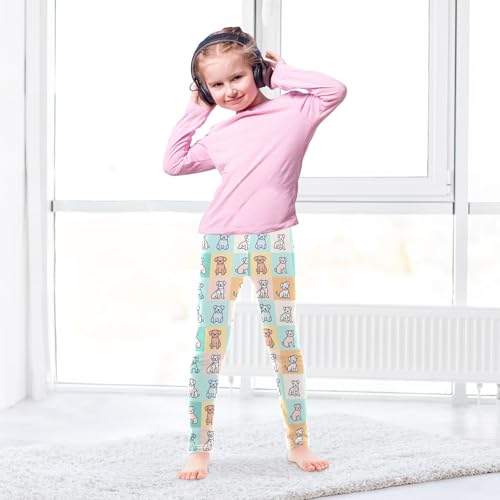 Grid Dog Cute Animal Girls Casual Leggings for Kids Printed Long Pant Bottoms Stretch and Soft4