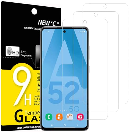 NEWC 3 Pack Designed for Samsung Galaxy A52 A52 5G A52S 5G Screen Protector Tempered Glass Case Friendly Scratch Resistant Bubble-Free Ultra Resistant