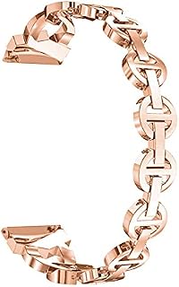 ahayo Bling Watch Strap for Garmin Vivoactive 4S/Venu 2S/Vivomove 3S, 18mm Metal Alloy with Sparkling Crystal Women Quick Release Wristband for Fossil Women's Gen 6