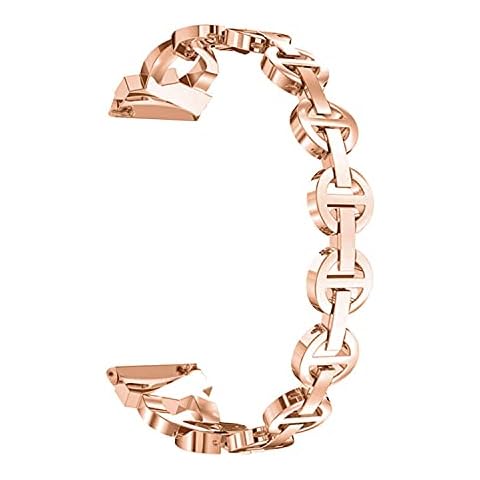 Ahayo Bling Watch Strap for Garmin Vivoactive 4S/Venu 2S/Vivomove 3S, 18mm Metal Alloy with Sparkling Crystal Women Quick Release Wristband for Fossil Women's Gen 6(Rose Gold) Cover