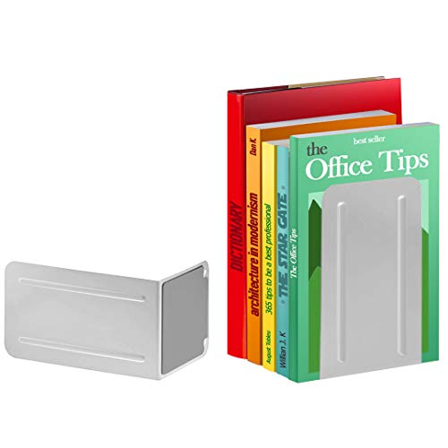 Acrimet Premium Metal Bookends (Heavy Duty) (White Color) (1 Pair) #TOP7