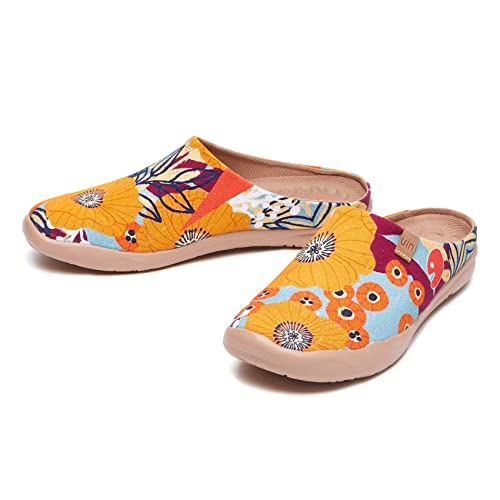Image of UIN Slipper Woman Travel Art Painted Shoes Wide Toe Casual Home Slip On Mules Malaga