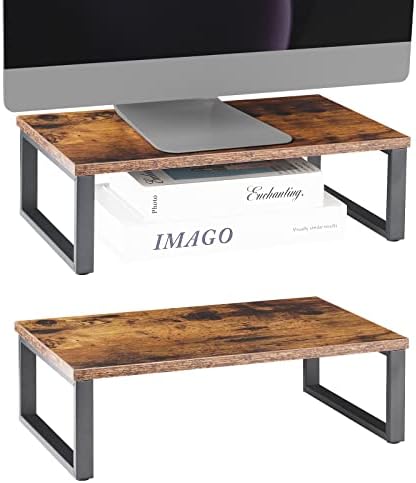 Amazon Basics Wood Monitor Stand, Computer Riser, Walnut : Amazon.co.uk ...