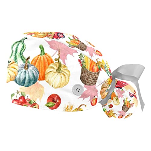 Casquettes de travail respirantes citrouilles Thanksgiving pour hygiène en restauration