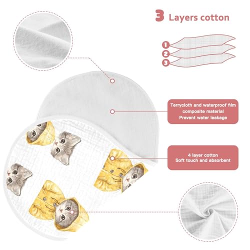 vvfelixl Muslin Burp Cloths Kitten Wear Cute Raincoat Baby Washcloths for Baby Girl Boys 2 Pack3