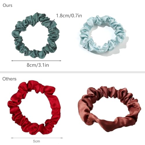 Image of Silk Hair Ties Satin Scrunchies - Small Mini Scrunchy for Women Thick Hair Accessories Cute Soft No Slip Hair Elastics Ponytail Holder for Curly Hair No Damage Hairties Gift for Girls