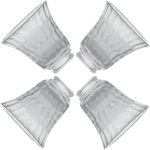 Image of Premium Ceiling Fan Light Covers, Hammered Style Bell Glass Shade, Lighting Replacement Glass Shade Standard 2-1 /8 inch Fitter Size, Perfect Ceiling Fan Replacement Glass Accessories, Set of 4