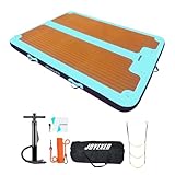 Inflatable Floating Dock, 8 x 6ft Air Dock Platform, Island Raft Mat with Rope Ladder &...