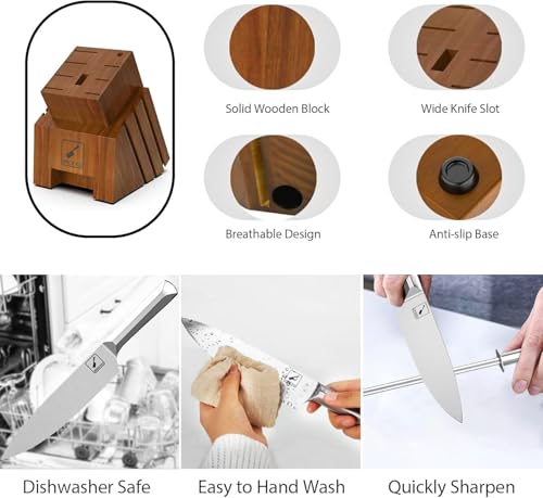 imarku Knife Set, 16PCS High Carbon Stainless Steel Kitchen Knife Set with Block Ultra Sharp Knife Block Set, Japanese Knife Set with Dotted Non-slip Ergonomic Handle, Best Gifts