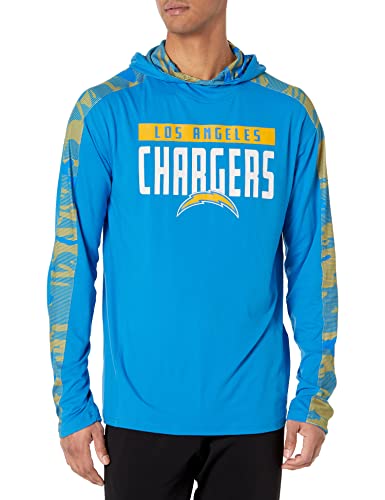 Zubaz Officially Licensed Men's NFL Solid Elevated Lw Hooie with Team Camo Liner, Los Angeles Chargers, Size Small