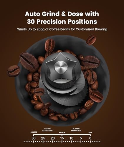 Image of Electactic Espresso Machine with Grinder,Expresso Coffee Machines, Professional Coffee Maker for Latte & Cappuccino with Milk Frother, Expresso Machines for Home,Steam Wand-Black /Silver