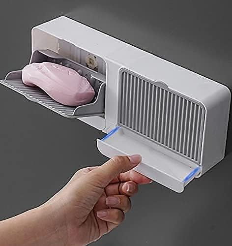 Arkriza® Premium Plastic Creative Wall Mounted Double Bar Bathroom Soap Box Holder Soap Dish with Drainage Box Soap Box with Lid Single/Double Grid Soap Draining Rack (1 Box) (Multicolor) (Double) (B0CW67GLQP) Amazon Price History, Amazon Price Tracker