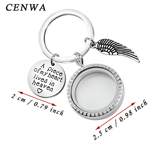 CENWA Memorial Keychain Jewelry Sympathy Gift Photo Frame Keychain A Piece of My Heart Lives in Heaven Loss Jewelry Gift2
