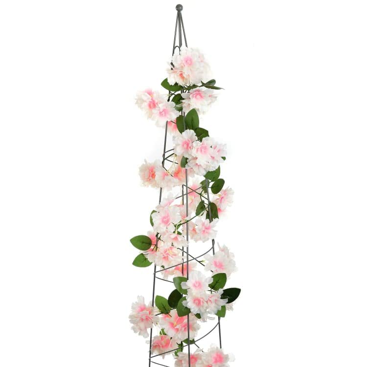 Mason & Jones Blossom Artificial Flowers garland 180cm long- Plant with Green leaves with Pink flower trellis expanding fake leaves decoration plants for fence