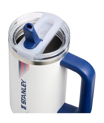 Image of STANLEY Quencher ProTour Flip Straw Tumbler with Leakproof Lid, 30 oz | Built-in Straw and Handle | Cup Holder Compatible for Travel | insulated Stainless Steel Cup | BPA-Free | Team White Dark Blue