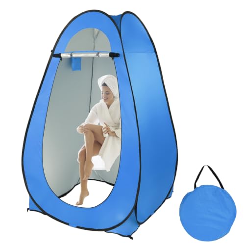 Tienda de ducha portátil pop up de privacidad 6.2 FT para camping y cambio, con bolsa de transporte, fácil de montar, color azul