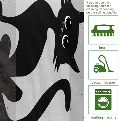 Tapis de cuisine antidérapant motif chat d'Halloween lavable buanderie - 5