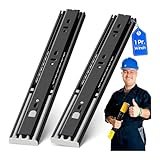 YENUO Push to Open Drawer Slides Full Extension Rail 12 14 16 18 20 22 24 inch handleless Side Mount Dresser Cabinet Bracket Replacement Ball Bearing Tracks kit Guide Runner 100lb 1Pair