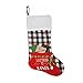IOOOFU Plaid de Noël Imprimer Bas Milou en Peluche Blanc Sac Cadeau Hanging Ornement Sock - Noir et Blanc Grille